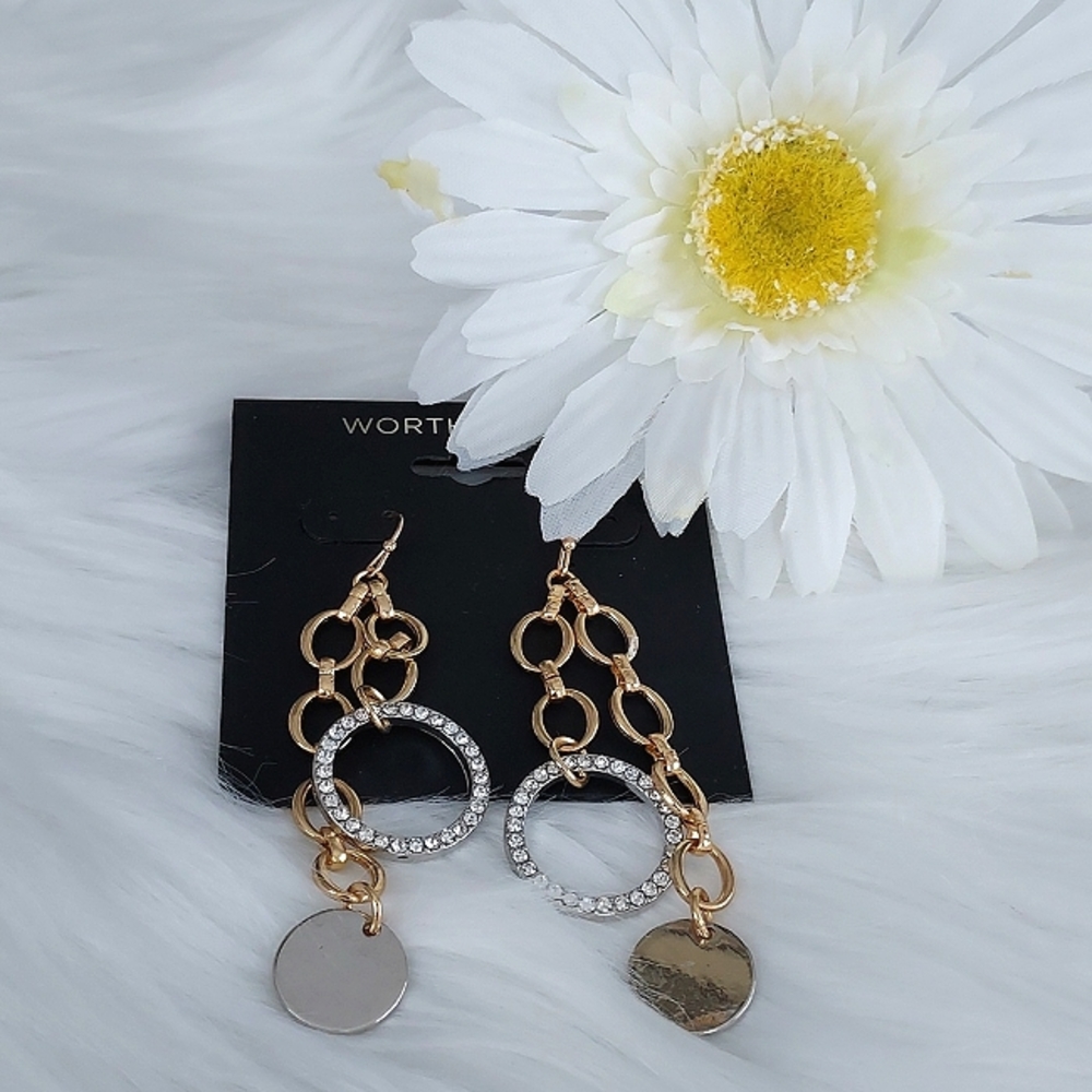 SILVER AND GOLD  DISK EARRINGS
